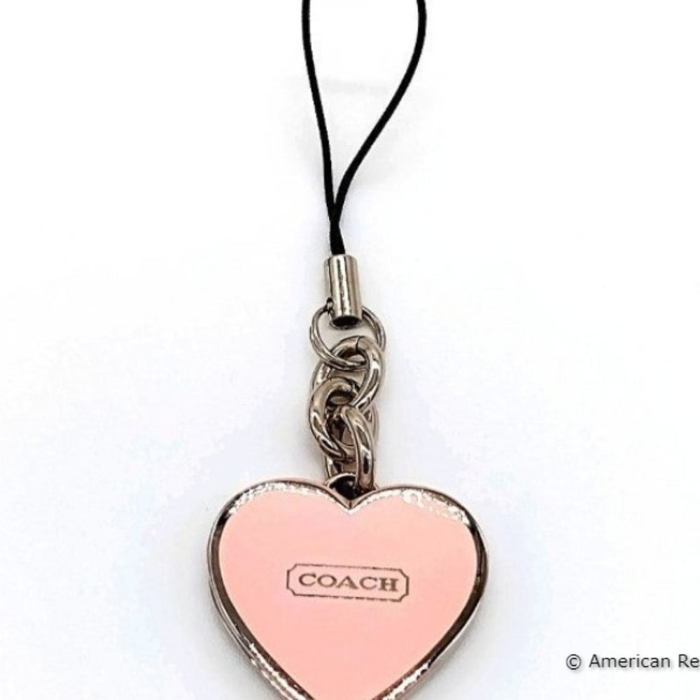 *READ* COACH Rare Pink Heart Locket Lanyard Purse Charm, Keychain Fob #1657 - Picture 3 of 9